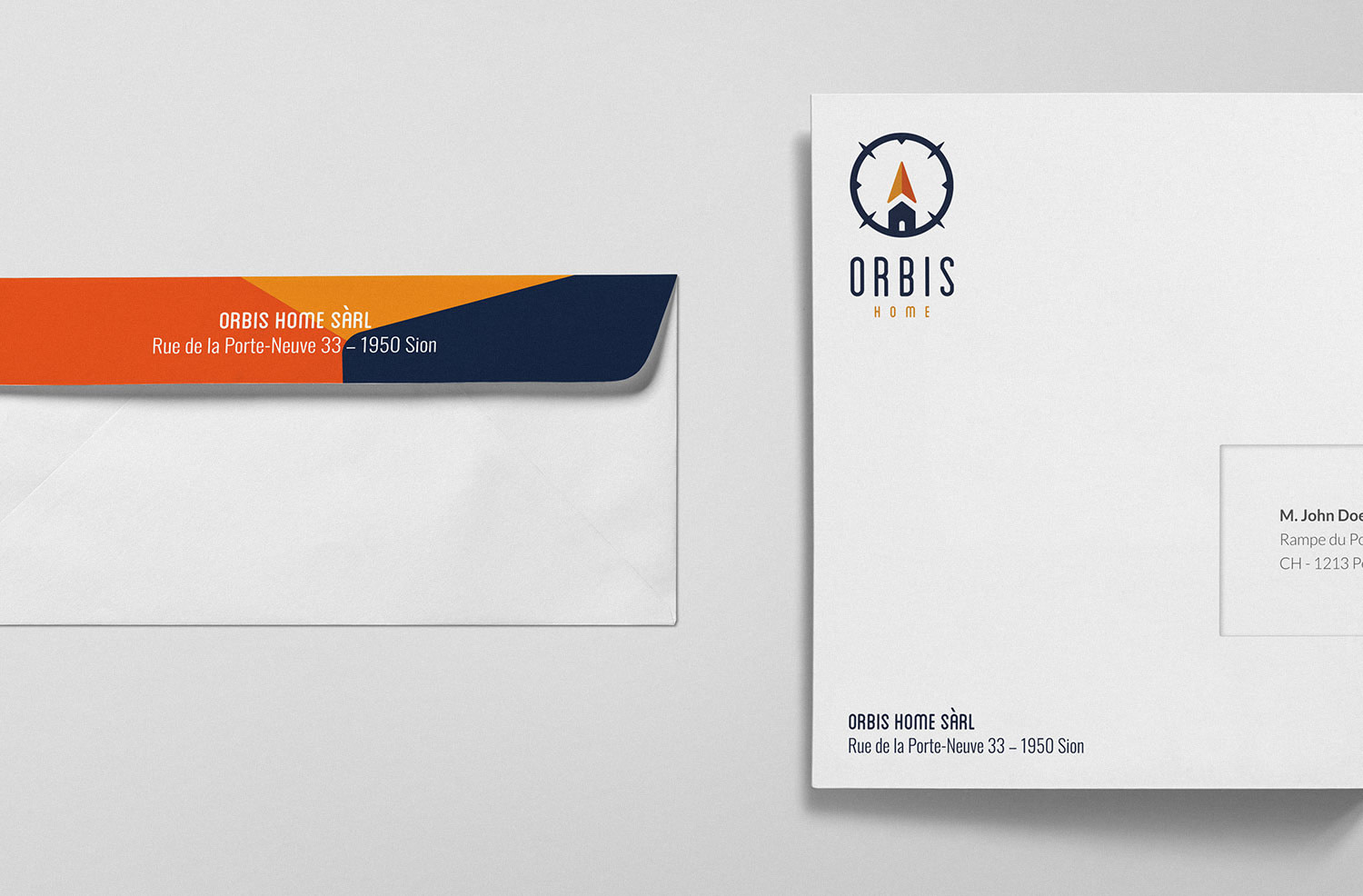 Design des enveloppes pour l'agence immobilière Orbis Home